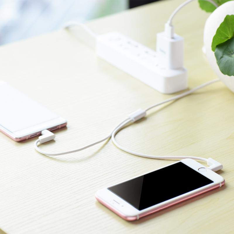 Hoco Cable «X12 Magnetic 2in1» charging USB to Lightning & Micro USB 