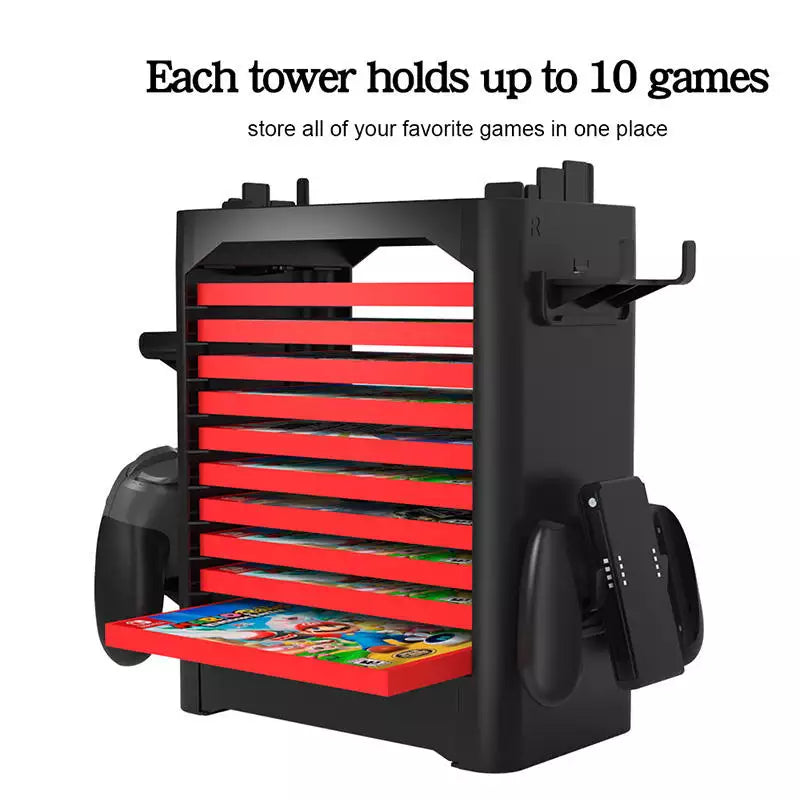 JYS MULTIFUNCTIONAL GAME STORAGE TOWER FOR NINTENDO SWITCH - Black Video Game Console Accessories JYS 