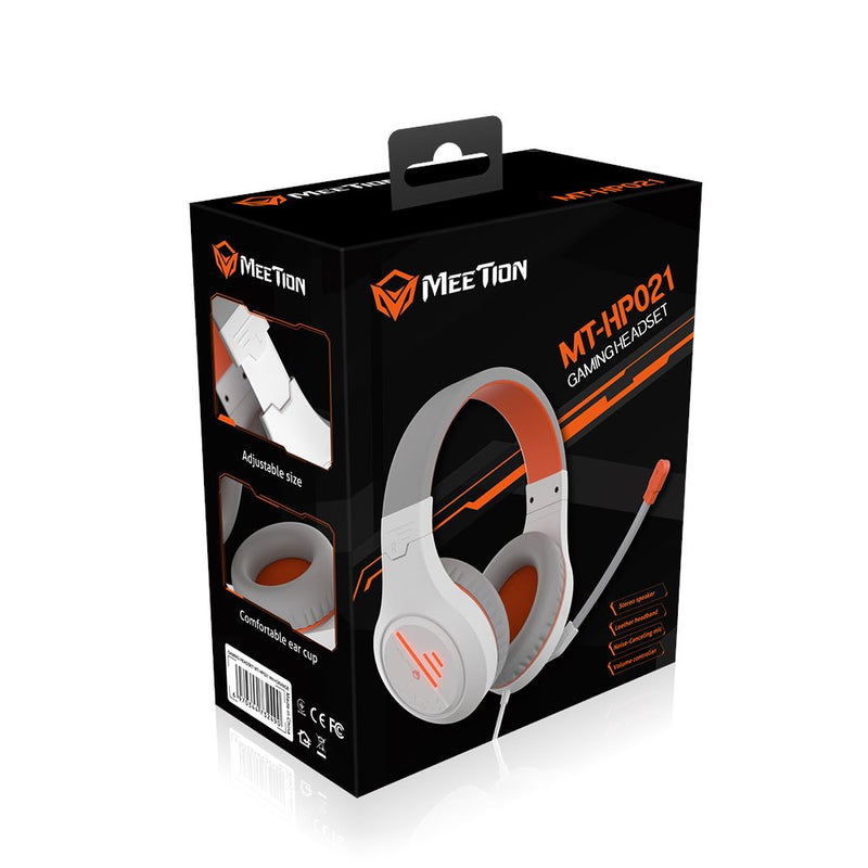 Meetion Stereo Gaming Headphones White Orange Lightweight Backlit HP021 Headphones & Headsets Meetion 
