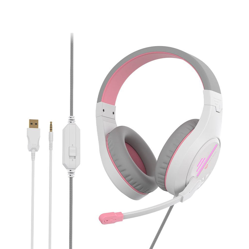 Meetion Stereo Gaming Headset White Pink Lightweight Backlit HP021 Headphones & Headsets Meetion 
