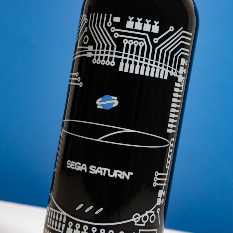 Official SEGA Saturn Black Bowling Pin Style Water Bottle (500ml) Video Game Console Accessories Numskull 