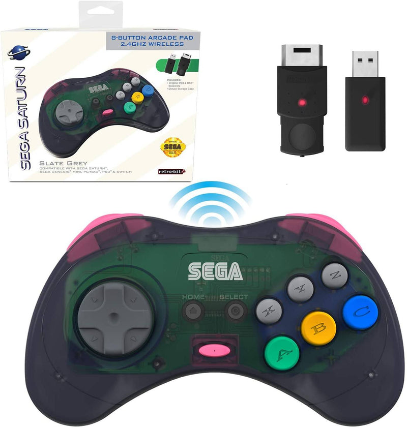 Retro-Bit Official Sega Saturn 2.4 GHz Wireless Controller - Slate Gray Game Controllers Retro-Bit 