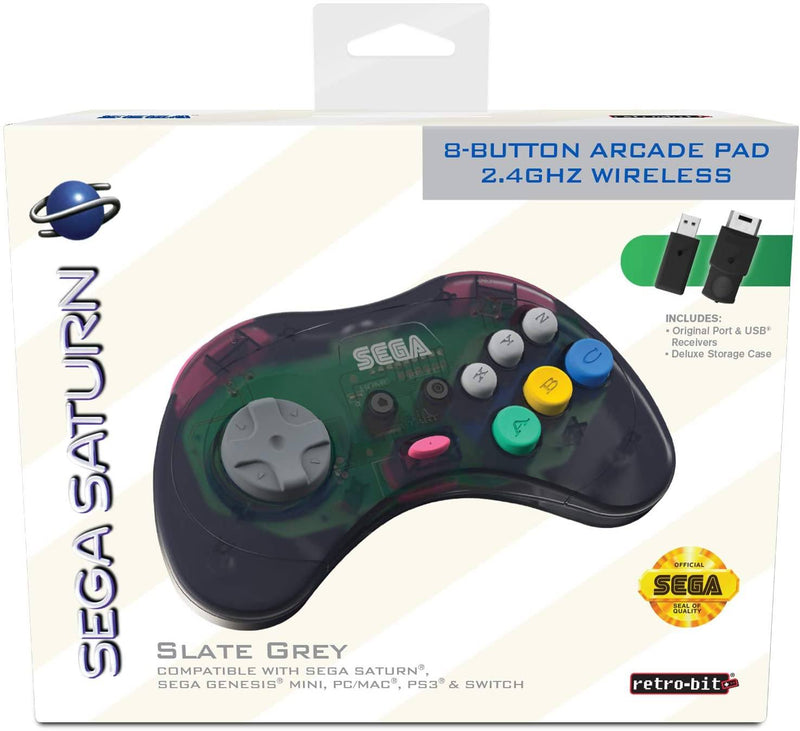 Retro-Bit Official Sega Saturn 2.4 GHz Wireless Controller - Slate Gray Game Controllers Retro-Bit 