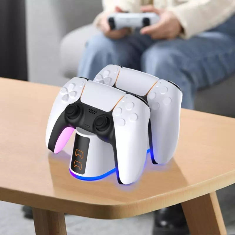 RGB LED Controllers Charging Station For PlayStation 5 Home Game Console Accessories Retro Games 