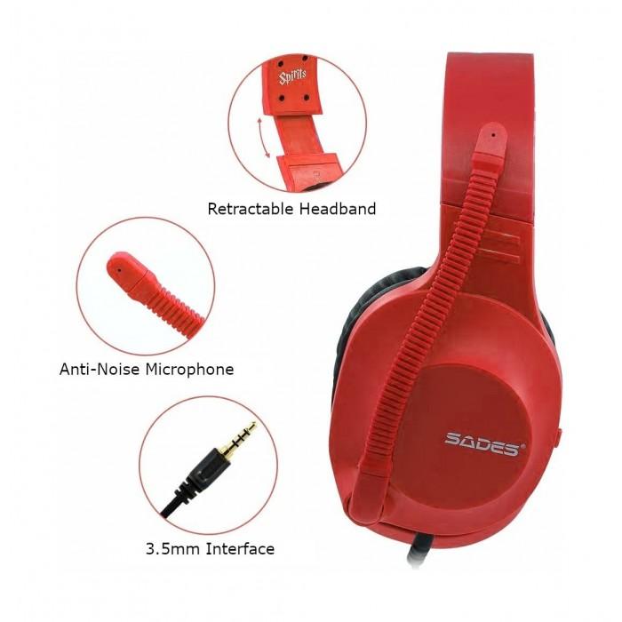 SADES Spirits Gaming Headset - Red 